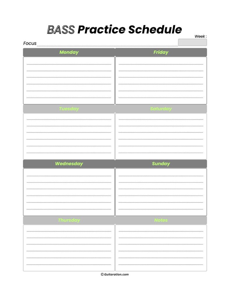 Bas Point Schedule Simple Weekly Bass Practice Schedule Template - Guitaration